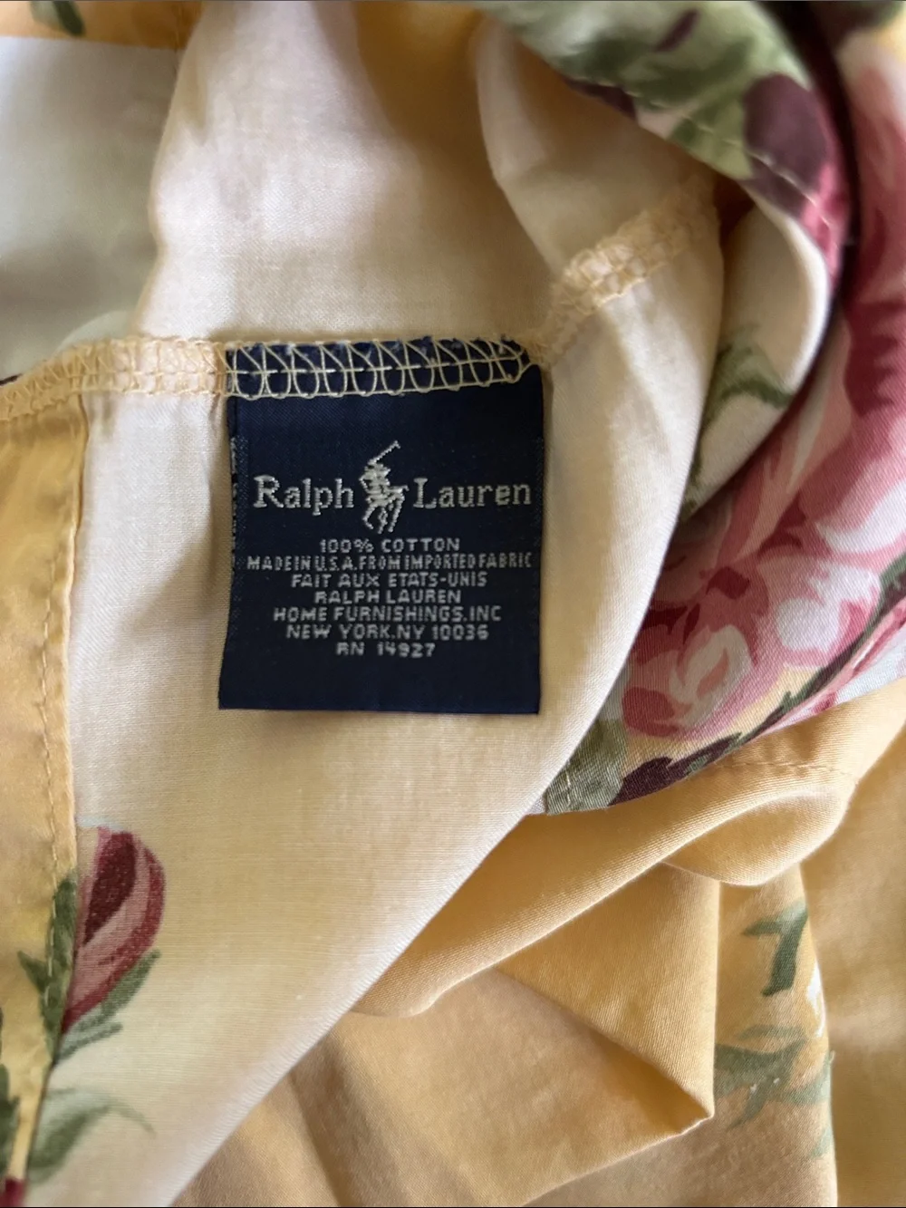 VTG Ralph Lauren Home Set Cotton Standard Pillowcases KATHLEEN Floral  Gold/Rose